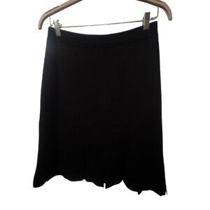 St. John Black Pleated Accents Knee-Length Skirt